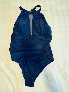 Navy One-Piece Swimsuit with Halter Neck